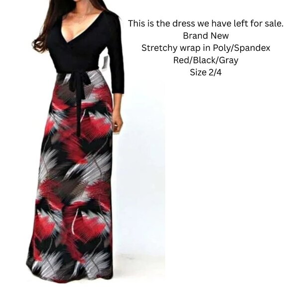 NEW NWT Stretchy Sexy Long Black Patterned Maxi Dress - Size Small - Picture 3 of 3